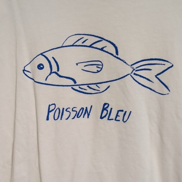 Madewell Oversized White t-shirt Blue fish size small - Picture 1 of 3